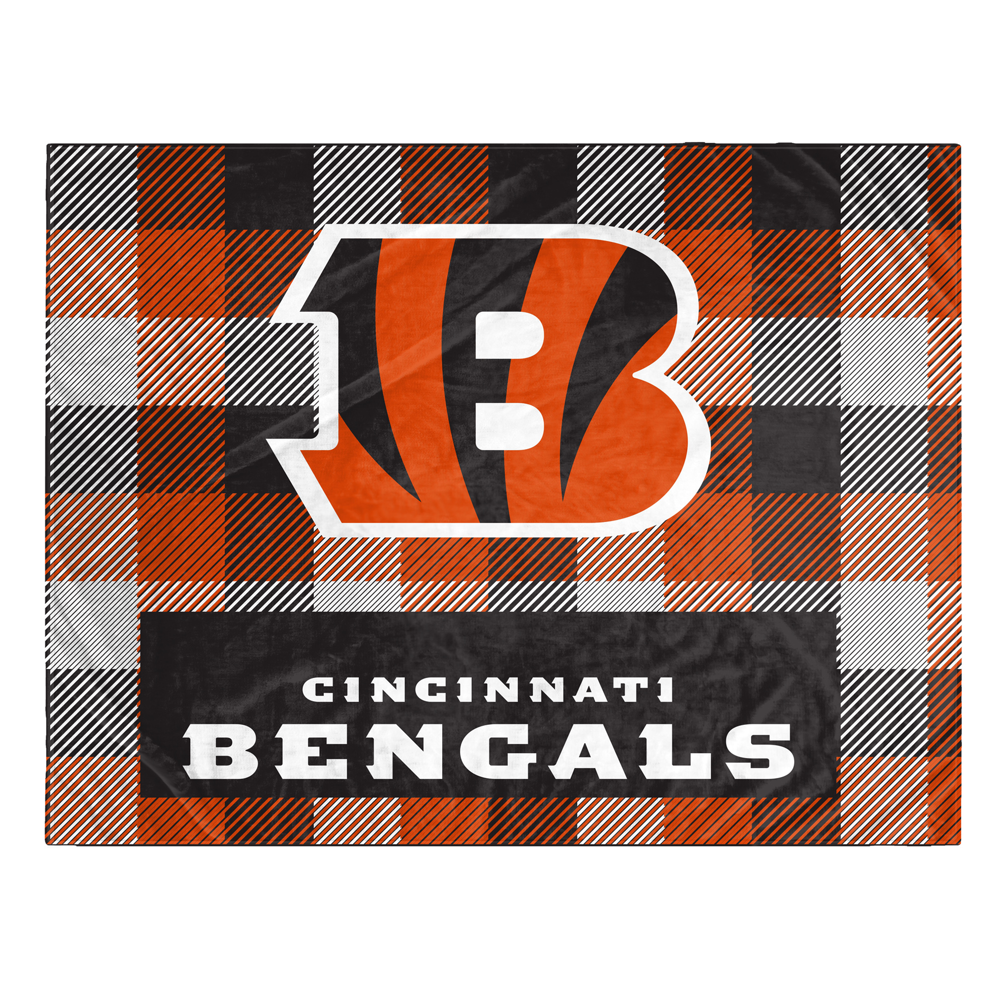 Pegasus Cincinnati Bengals Fan-mily Bold Plaid Oversized 60" x 90" Ultra Cozy Blanket