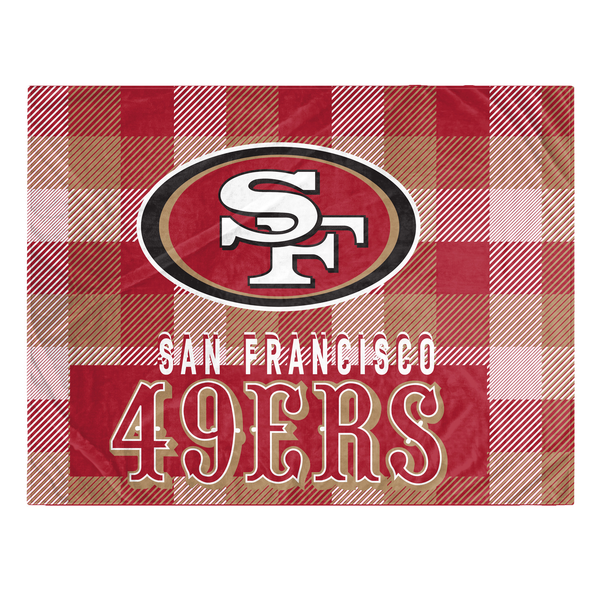 Pegasus San Francisco 49ers Fan-mily Bold Plaid Oversized 60" x 90" Ultra Cozy Blanket