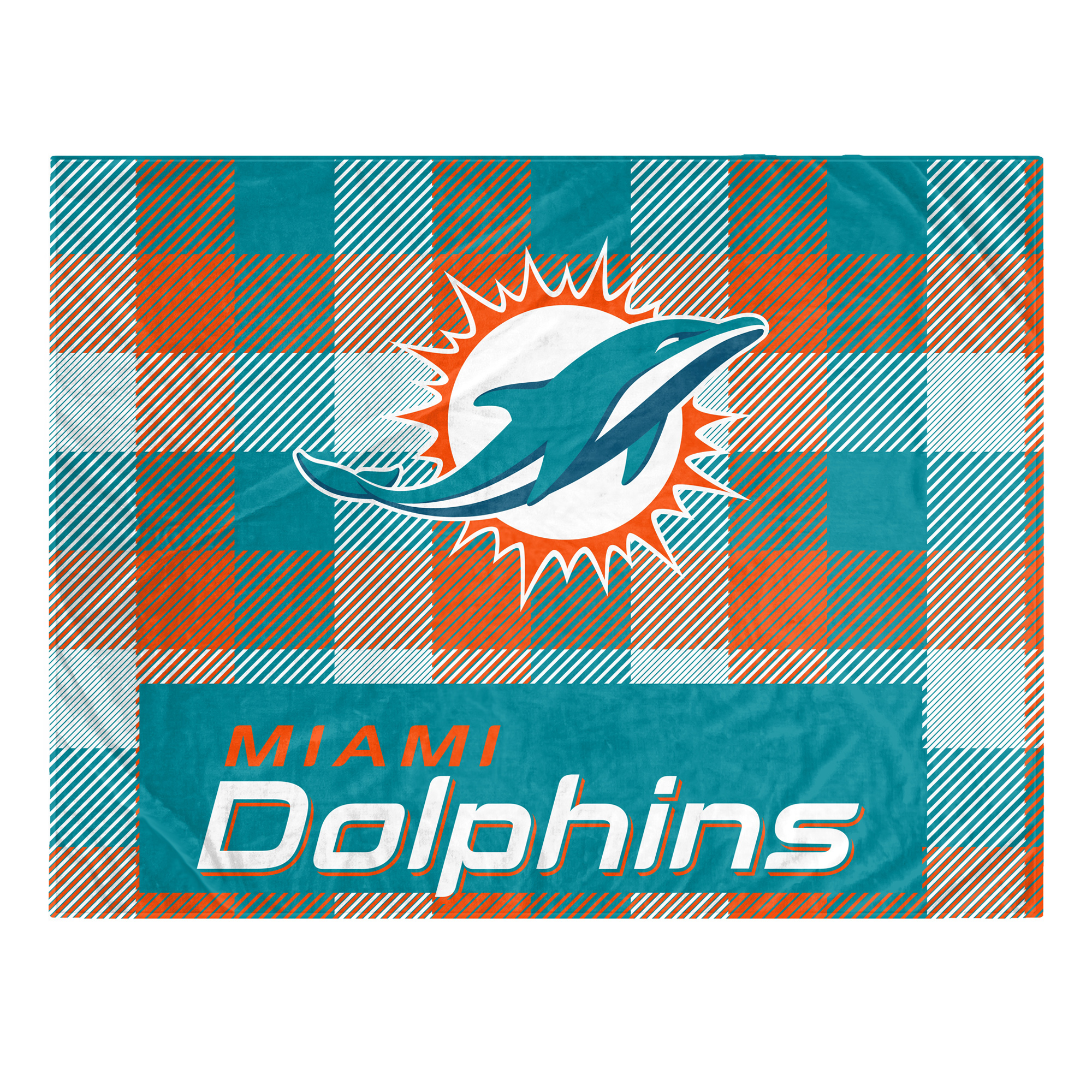 Pegasus Miami Dolphins Fan-mily Bold Plaid Oversized 60" x 90" Ultra Cozy Blanket