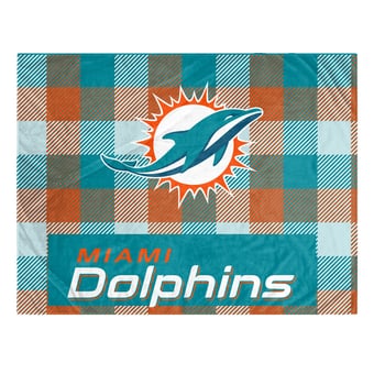 Pegasus Miami Dolphins Fan-mily Bold Plaid Oversized 60" x 90" Ultra Cozy Blanket