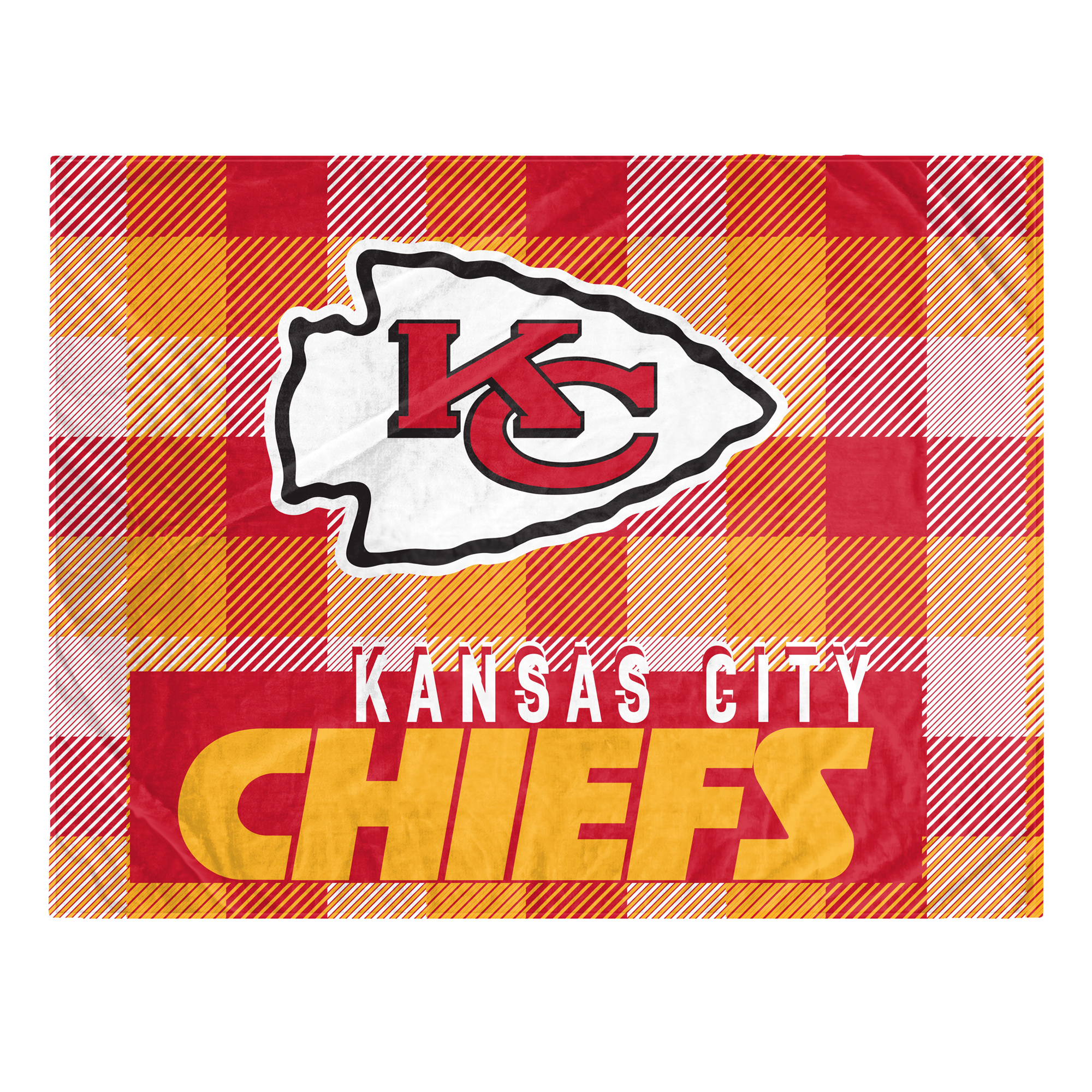 Pegasus Kansas City Chiefs Fan-mily Bold Plaid Oversized 60" x 90" Ultra Cozy Blanket