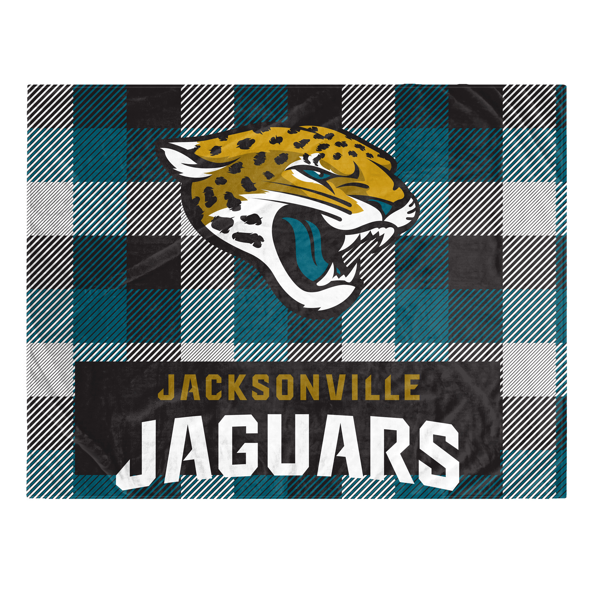 Pegasus Jacksonville Jaguars Fan-mily Bold Plaid Oversized 60" x 90" Ultra Cozy Blanket