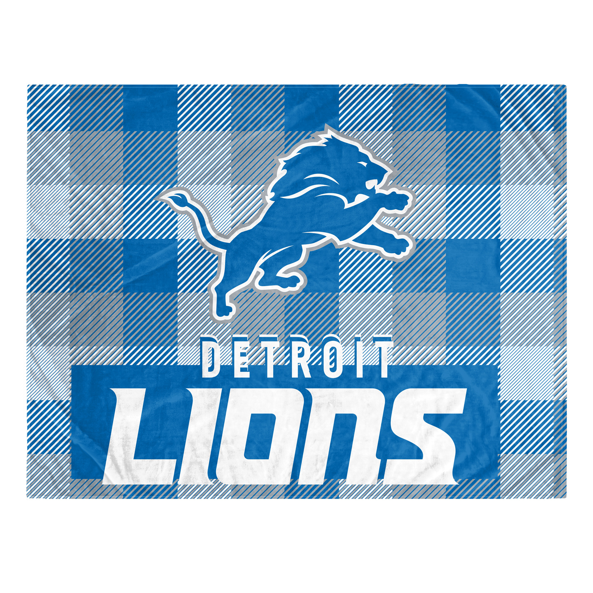 Pegasus Detroit Lions Fan-mily Bold Plaid Oversized 60" x 90" Ultra Cozy Blanket