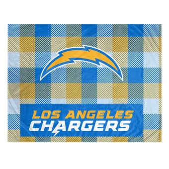 Pegasus Los Angeles Chargers Fan-mily Bold Plaid Oversized 60" x 90" Ultra Cozy Blanket