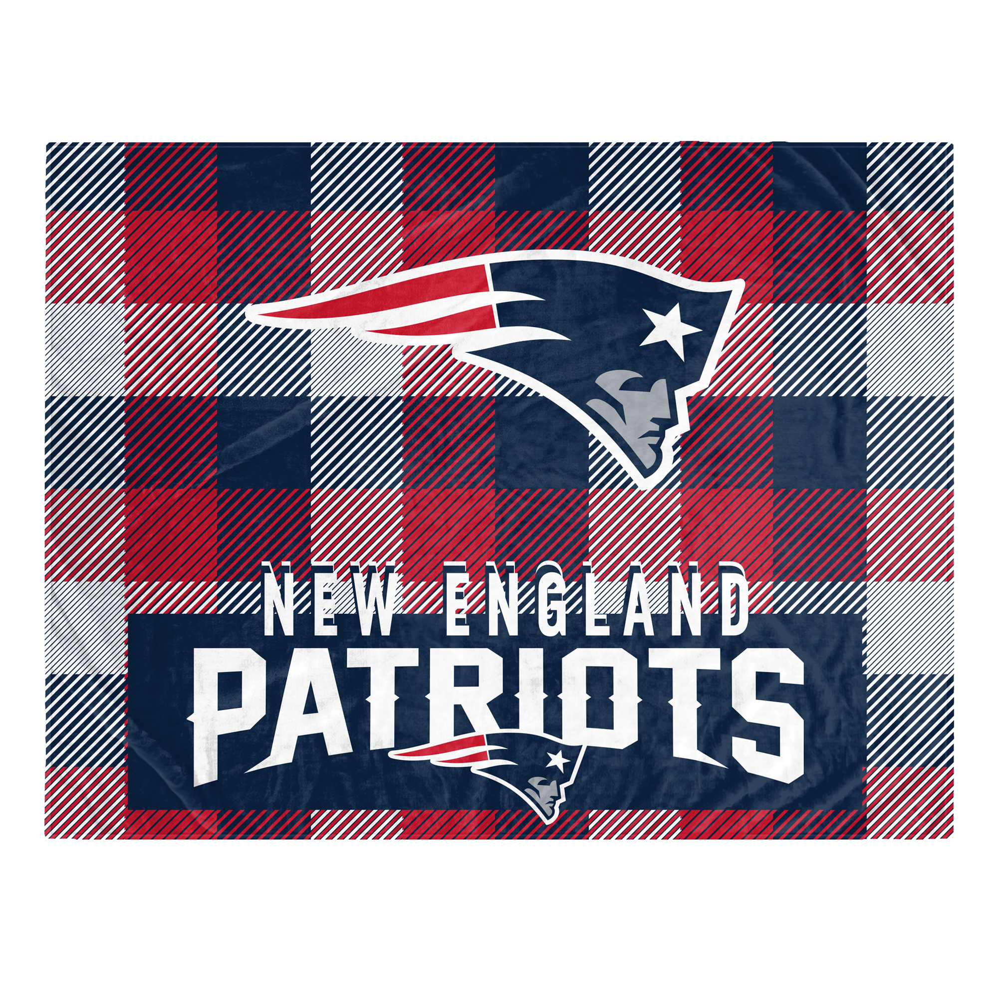 Pegasus New England Patriots Fan-mily Bold Plaid Oversized 60" x 90" Ultra Cozy Blanket