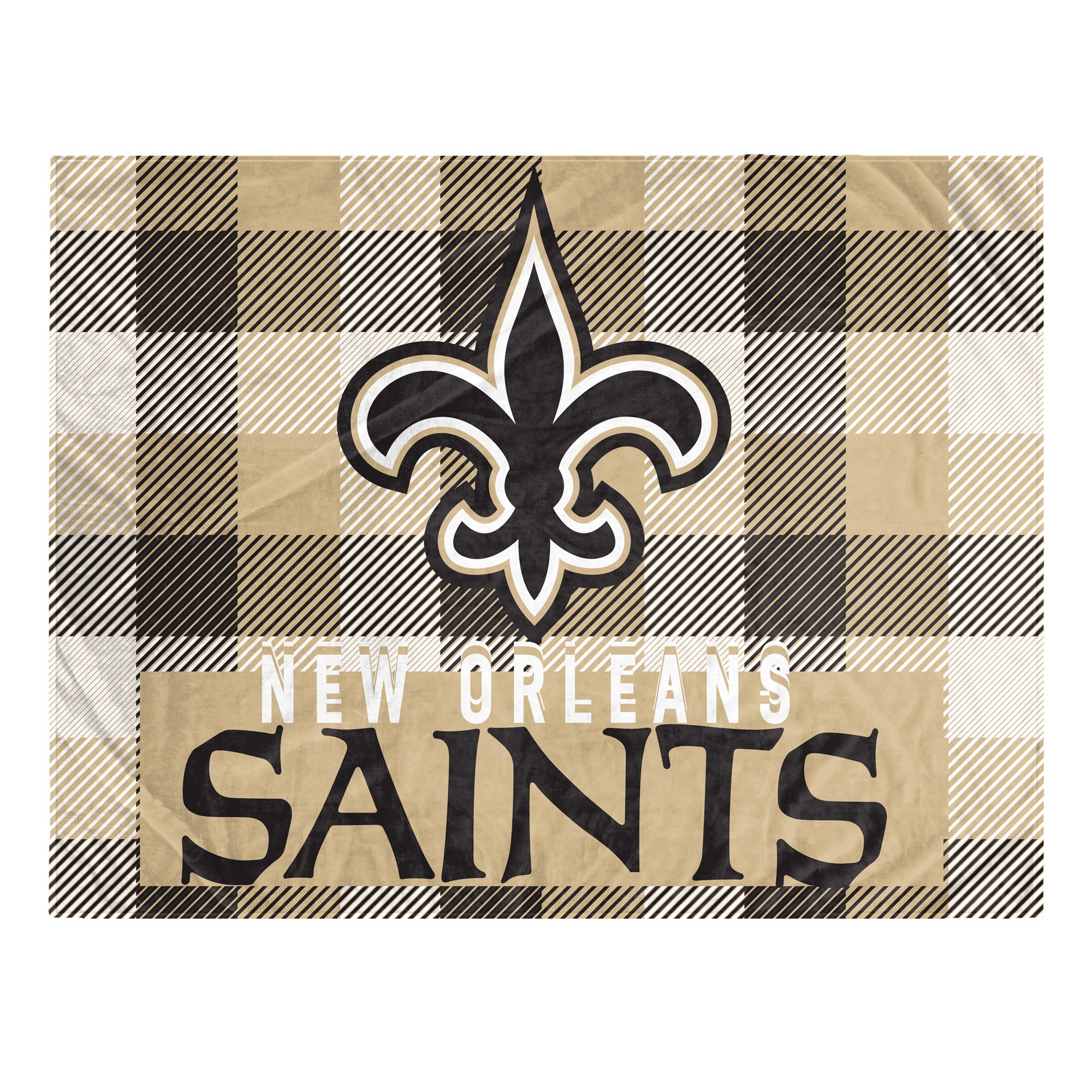 Pegasus New Orleans Saints Fan-mily Bold Plaid Oversized 60" x 90" Ultra Cozy Blanket