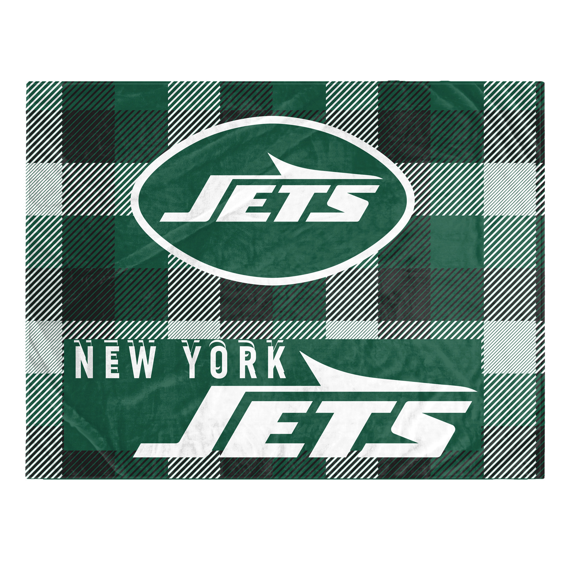 Pegasus New York Jets Fan-mily Bold Plaid Oversized 60" x 90" Ultra Cozy Blanket