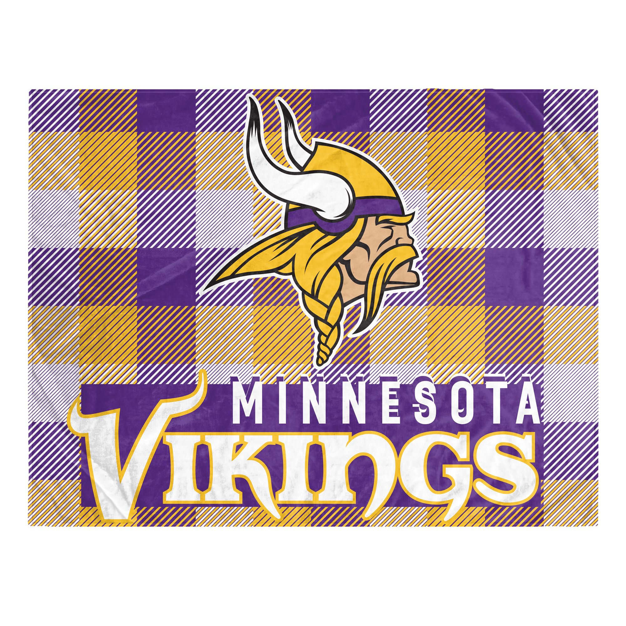 Pegasus Minnesota Vikings Fan-mily Bold Plaid Oversized 60" x 90" Ultra Cozy Blanket