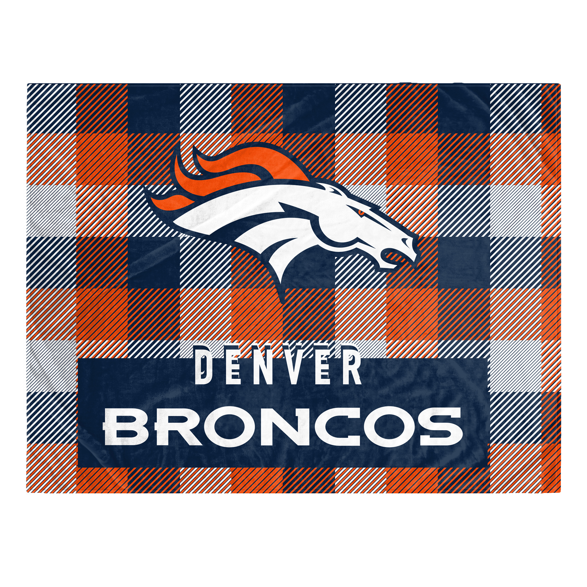 Pegasus Denver Broncos Fan-mily Bold Plaid Oversized 60" x 90" Ultra Cozy Blanket