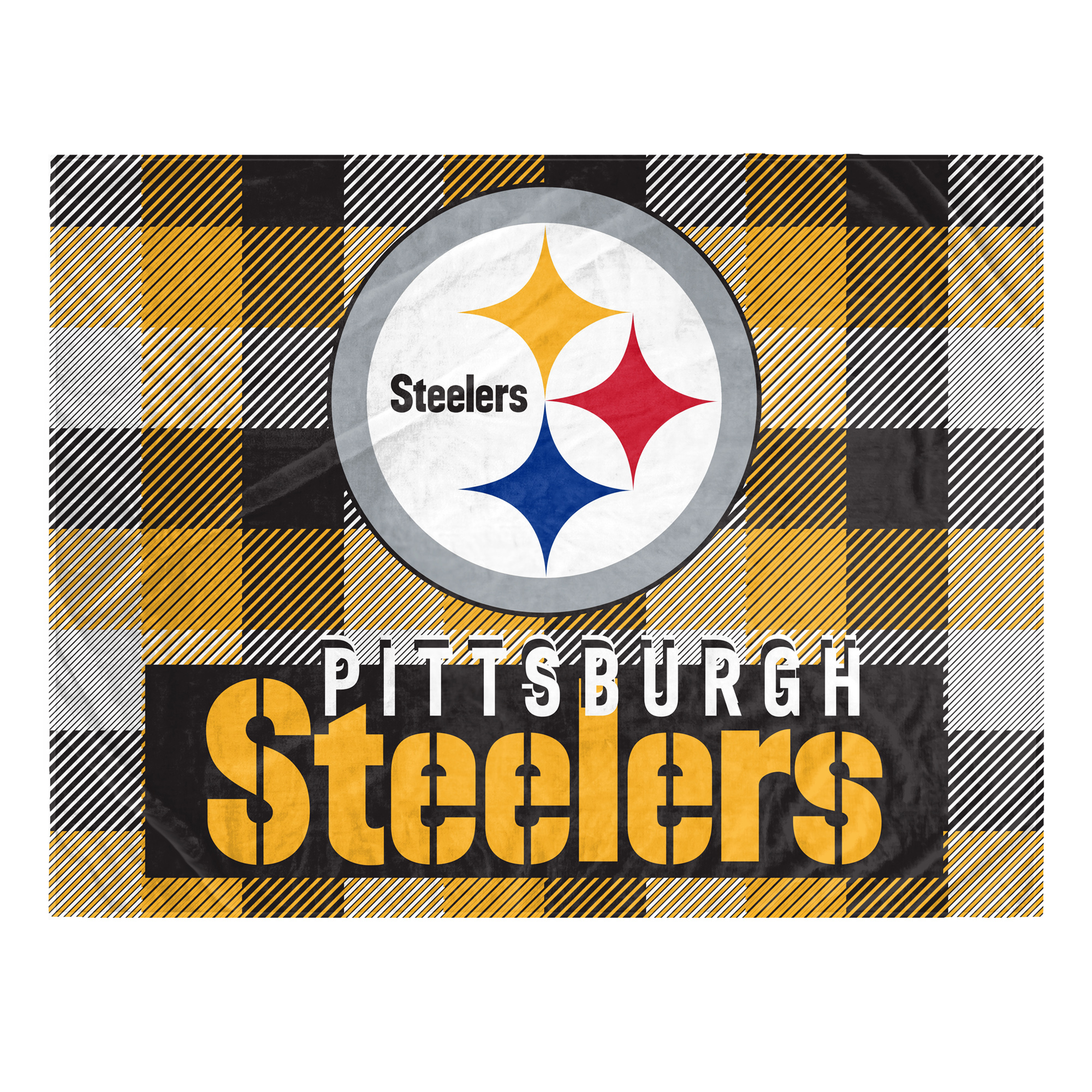 Pegasus Pittsburgh Steelers Fan-mily Bold Plaid Oversized 60" x 90" Ultra Cozy Blanket