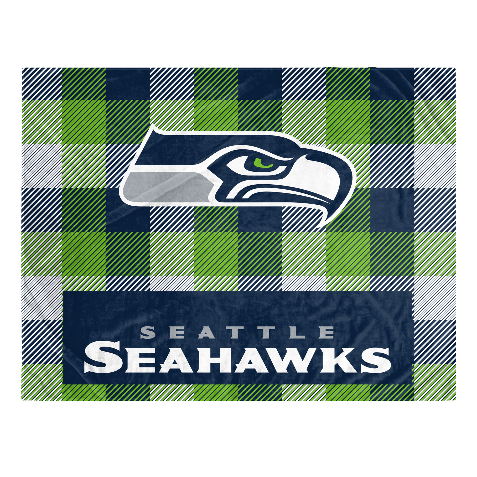 Pegasus Seattle Seahawks Fan-mily Bold Plaid Oversized 60" x 90" Ultra Cozy Blanket