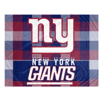 "Pegasus New York Giants Fan-mily Bold Plaid Oversized 60"" x 90"" Ultra Cozy Blanket"