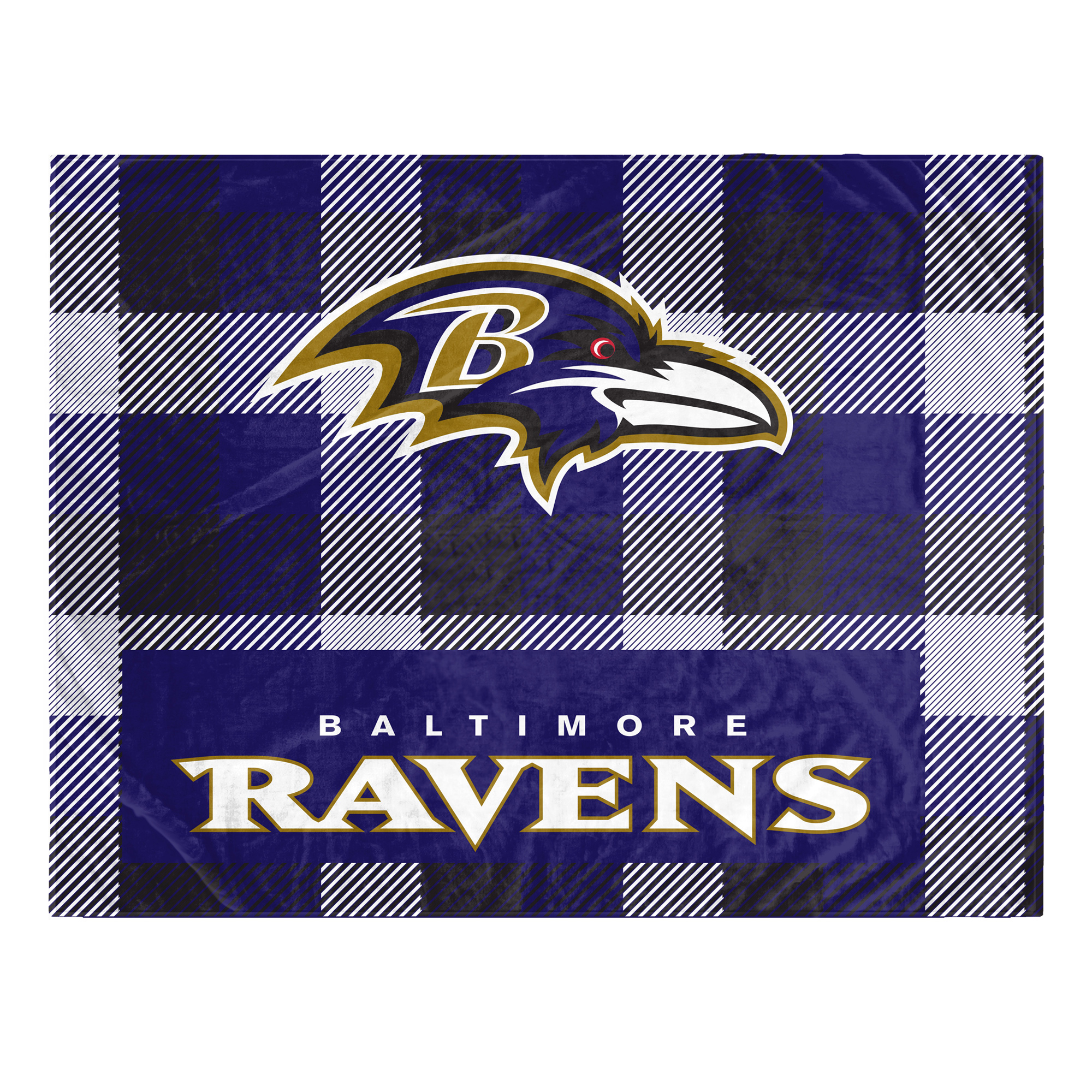 Pegasus Baltimore Ravens Fan-mily Bold Plaid Oversized 60" x 90" Ultra Cozy Blanket