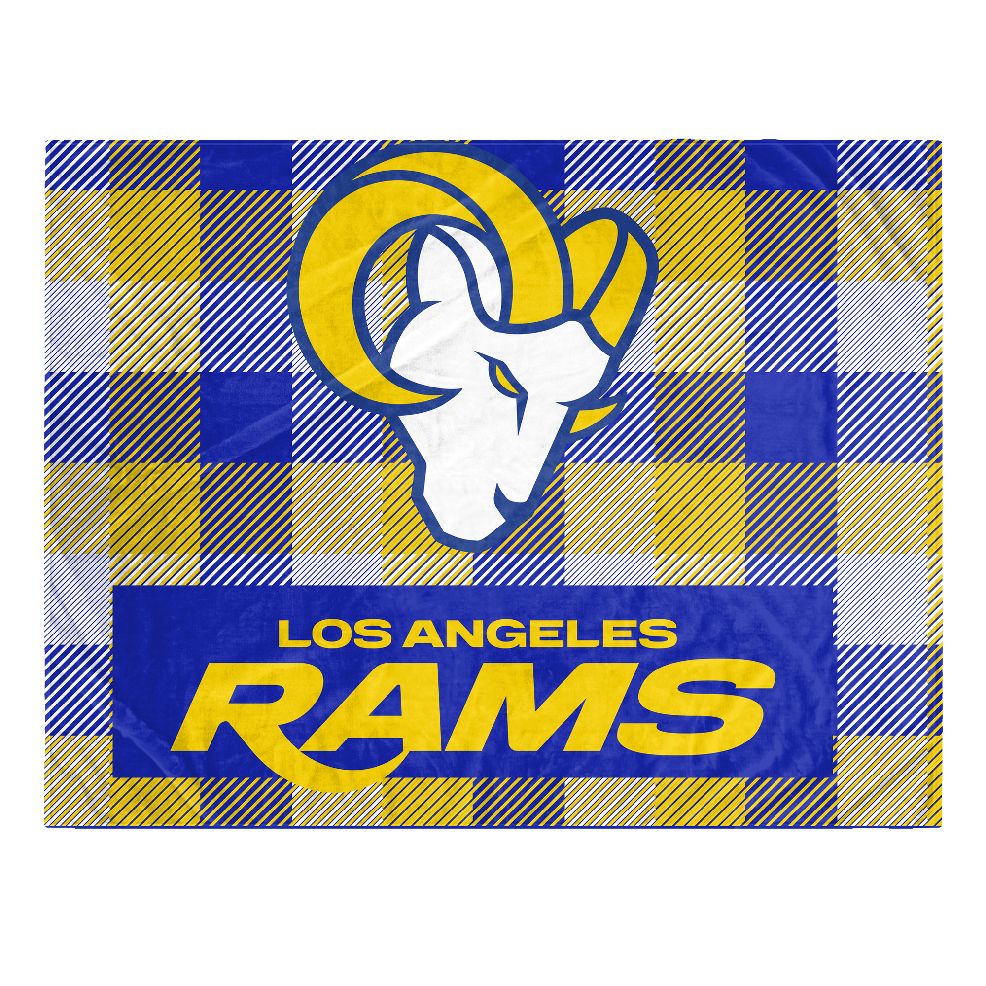 Pegasus Los Angeles Rams Fan-mily Bold Plaid Oversized 60" x 90" Ultra Cozy Blanket