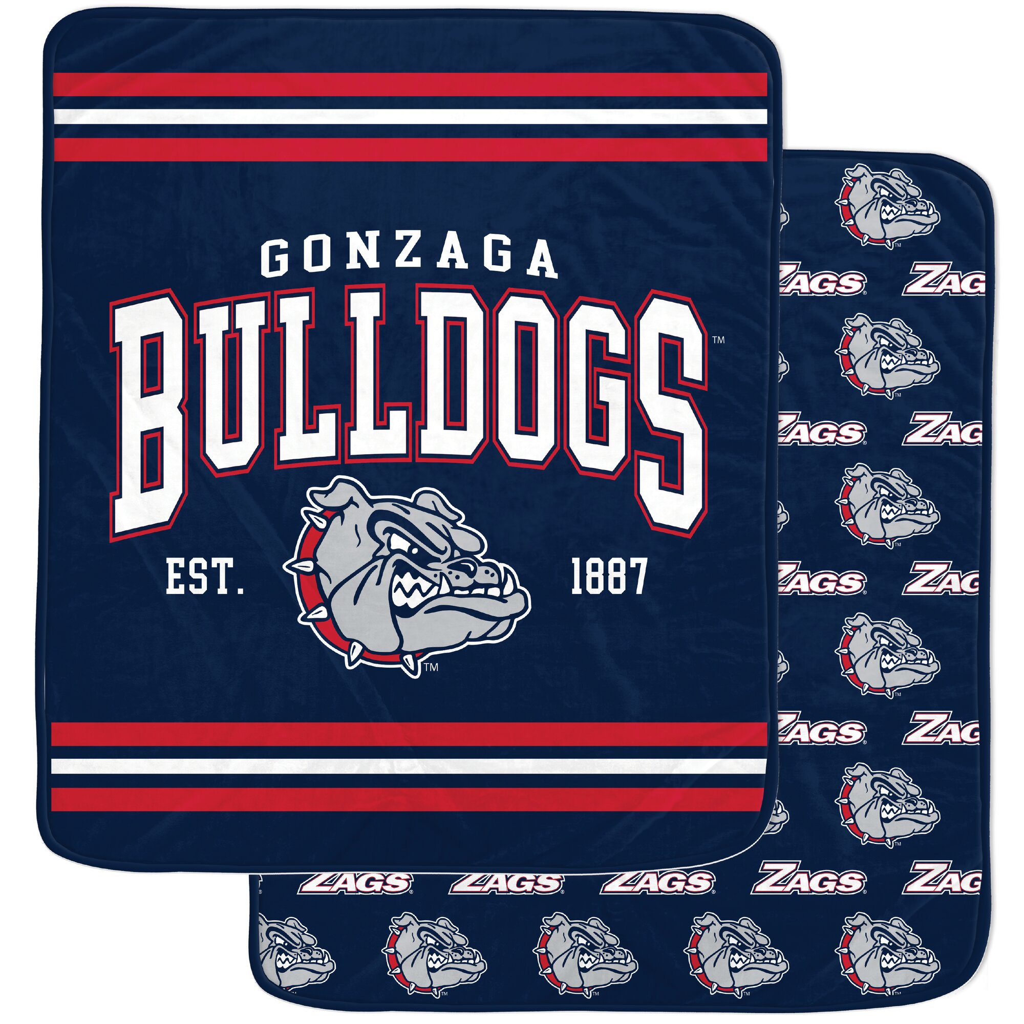 Pegasus Gonzaga Bulldogs Legacy Arch Double-Sided 60" x 70" Blanket
