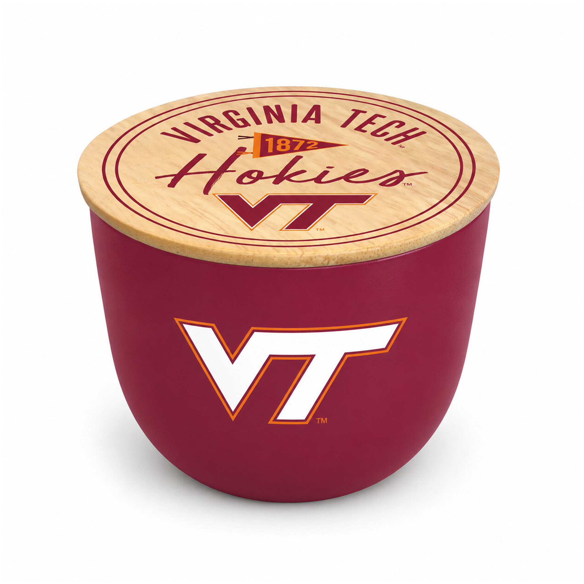 Pegasus Virginia Tech Hokies Script Circle Wood Top 16oz. Ceramic Candle