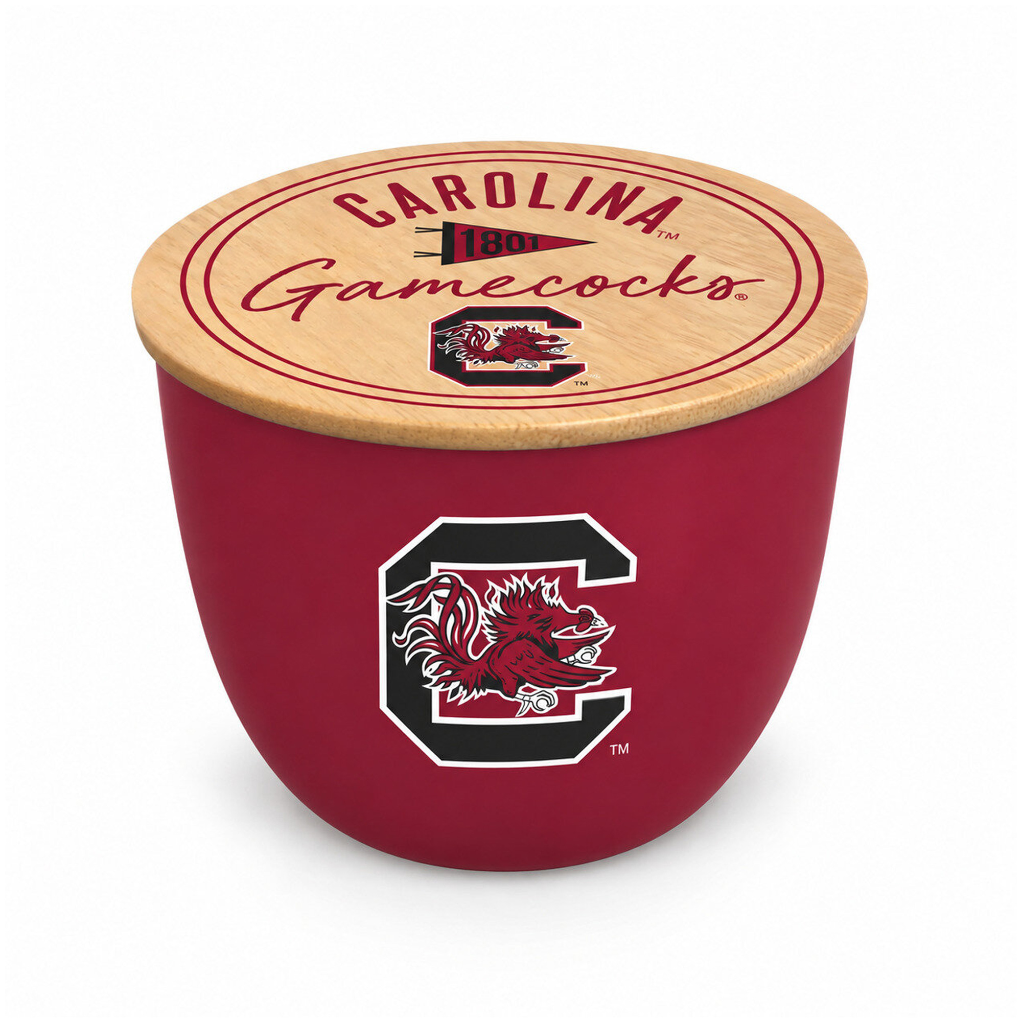 Pegasus South Carolina Gamecocks Script Circle Wood Top 16oz. Ceramic Candle
