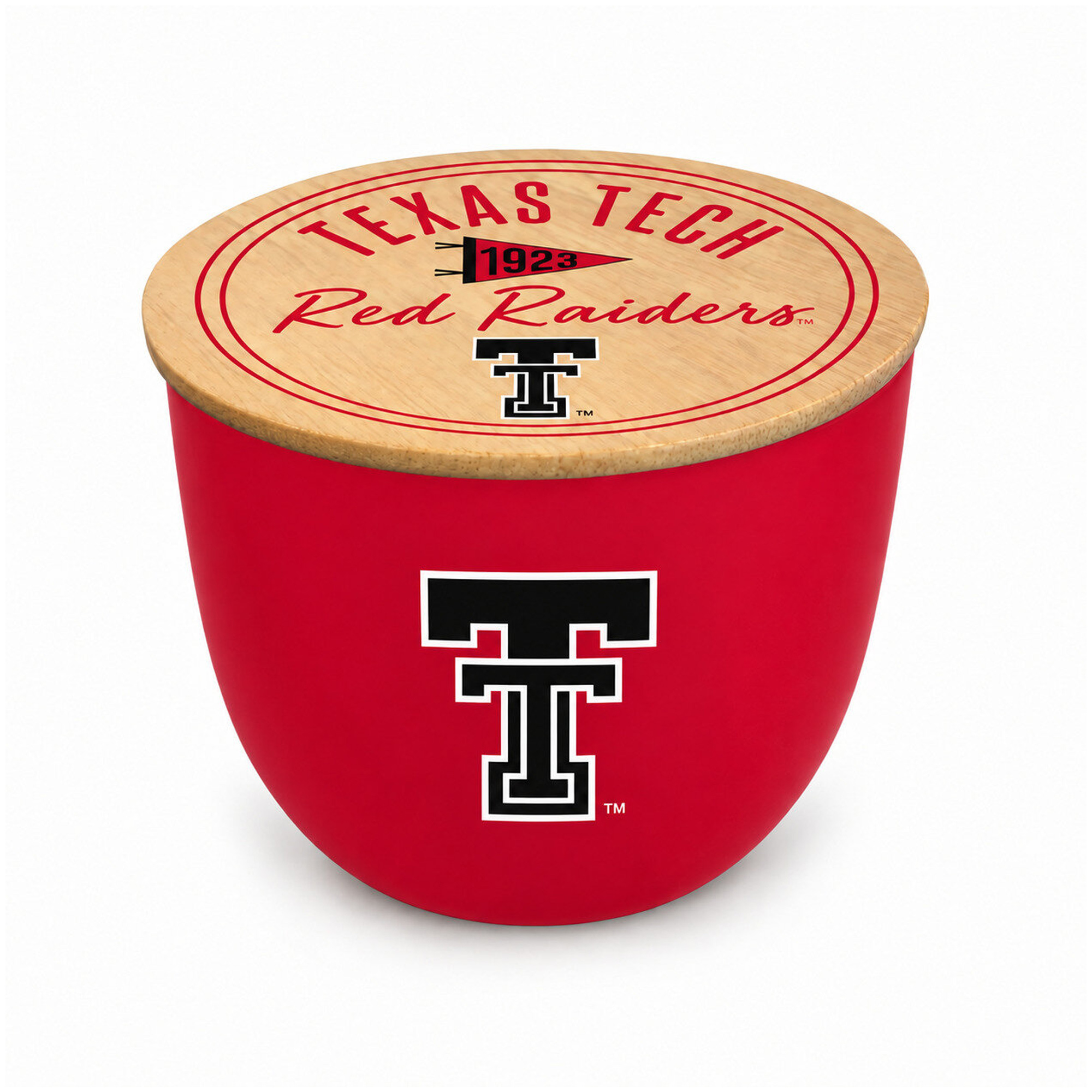 Pegasus Texas Tech Red Raiders Script Circle Wood Top 16oz. Ceramic Candle