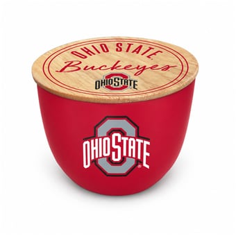Pegasus Ohio State Buckeyes Script Circle Wood Top 16oz. Ceramic Candle