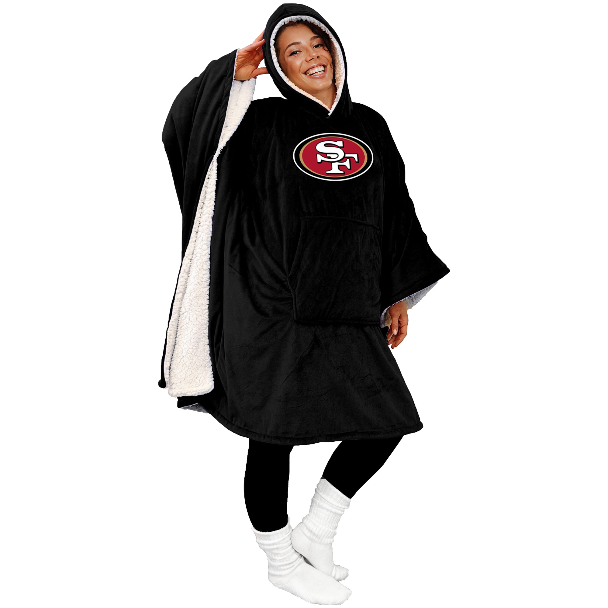 Pegasus San Francisco 49ers Team 50" x 70" Bloncho Sherpa Fan Cape