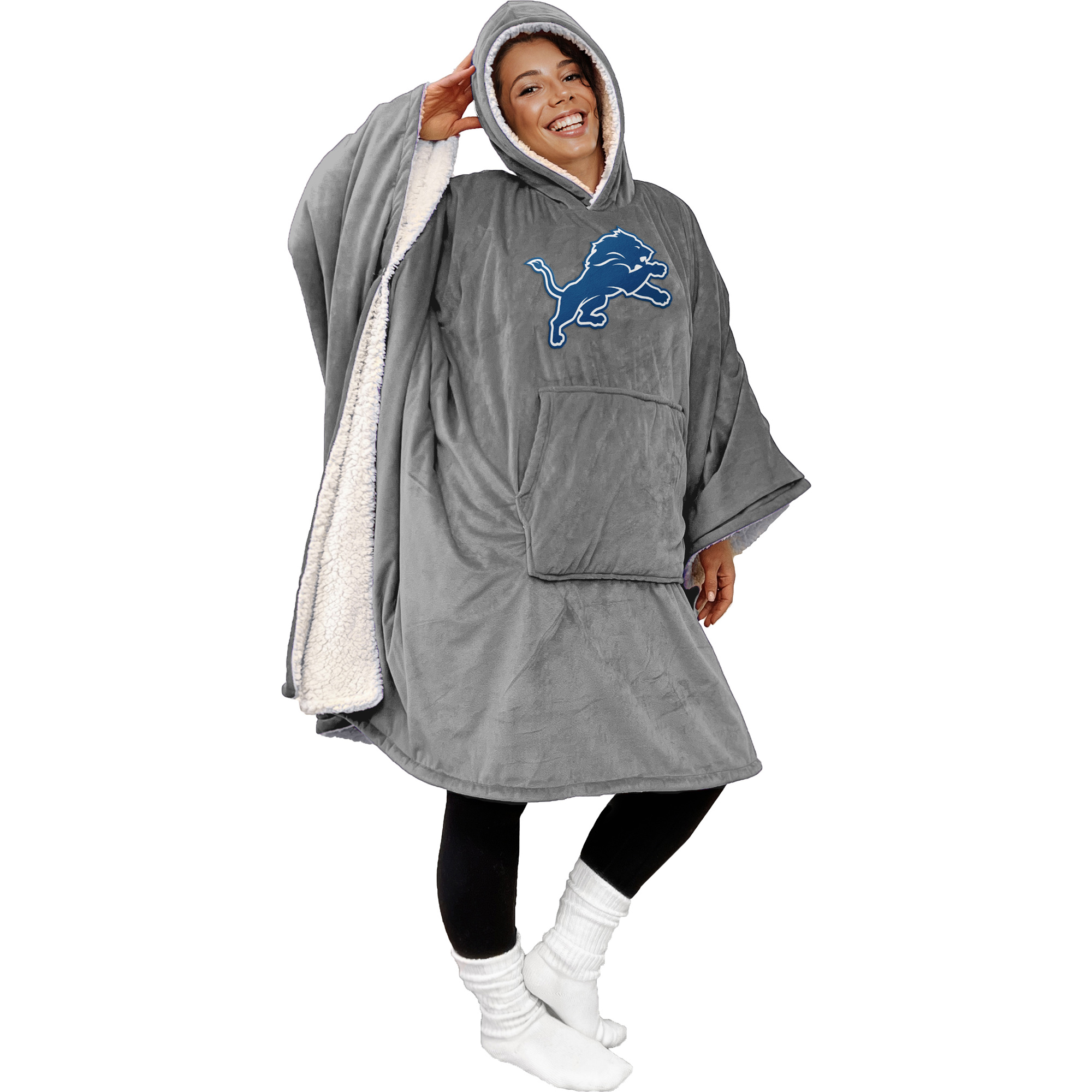 Pegasus Detroit Lions Team 50" x 70" Bloncho Sherpa Fan Cape