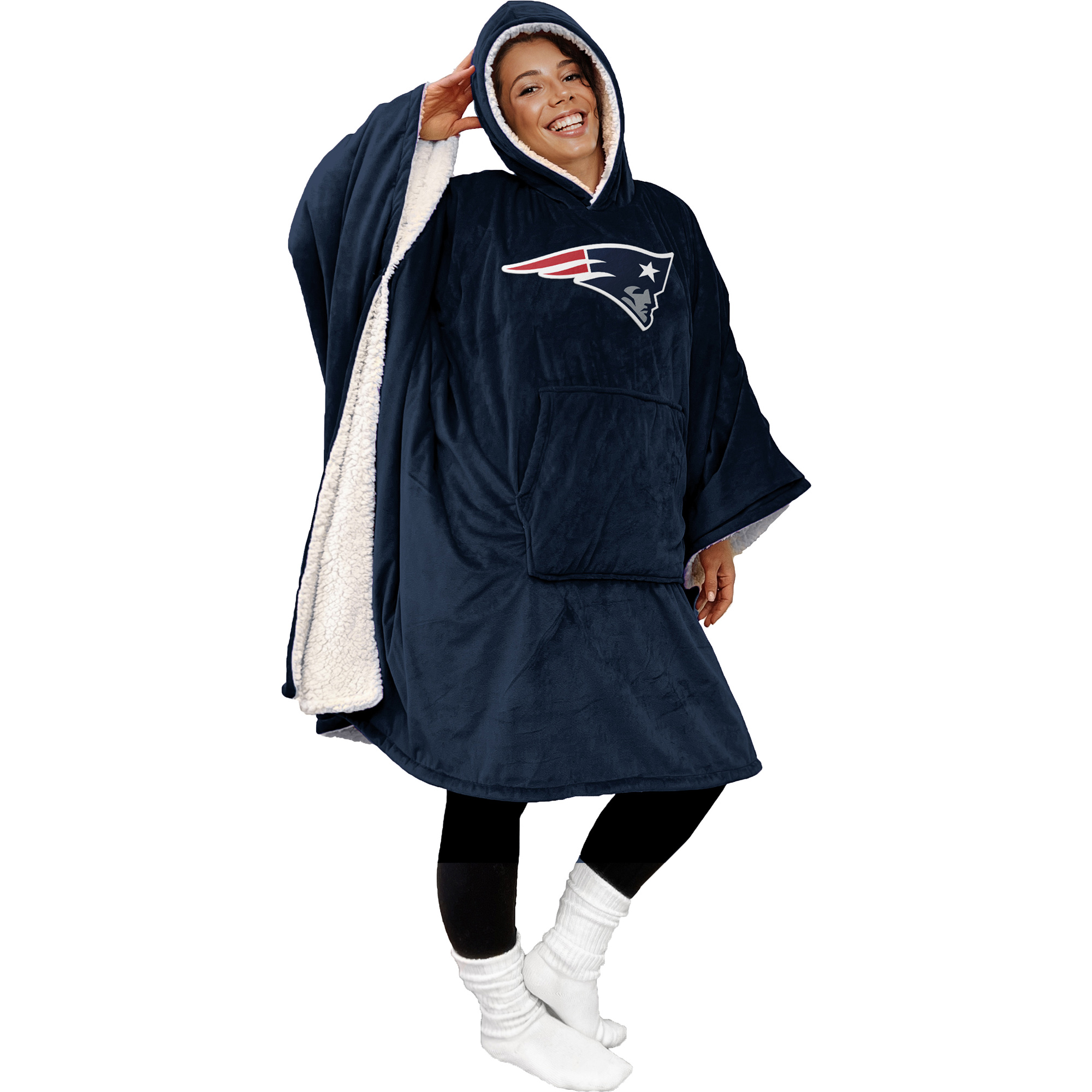 Pegasus New England Patriots Team 50" x 70" Bloncho Sherpa Fan Cape
