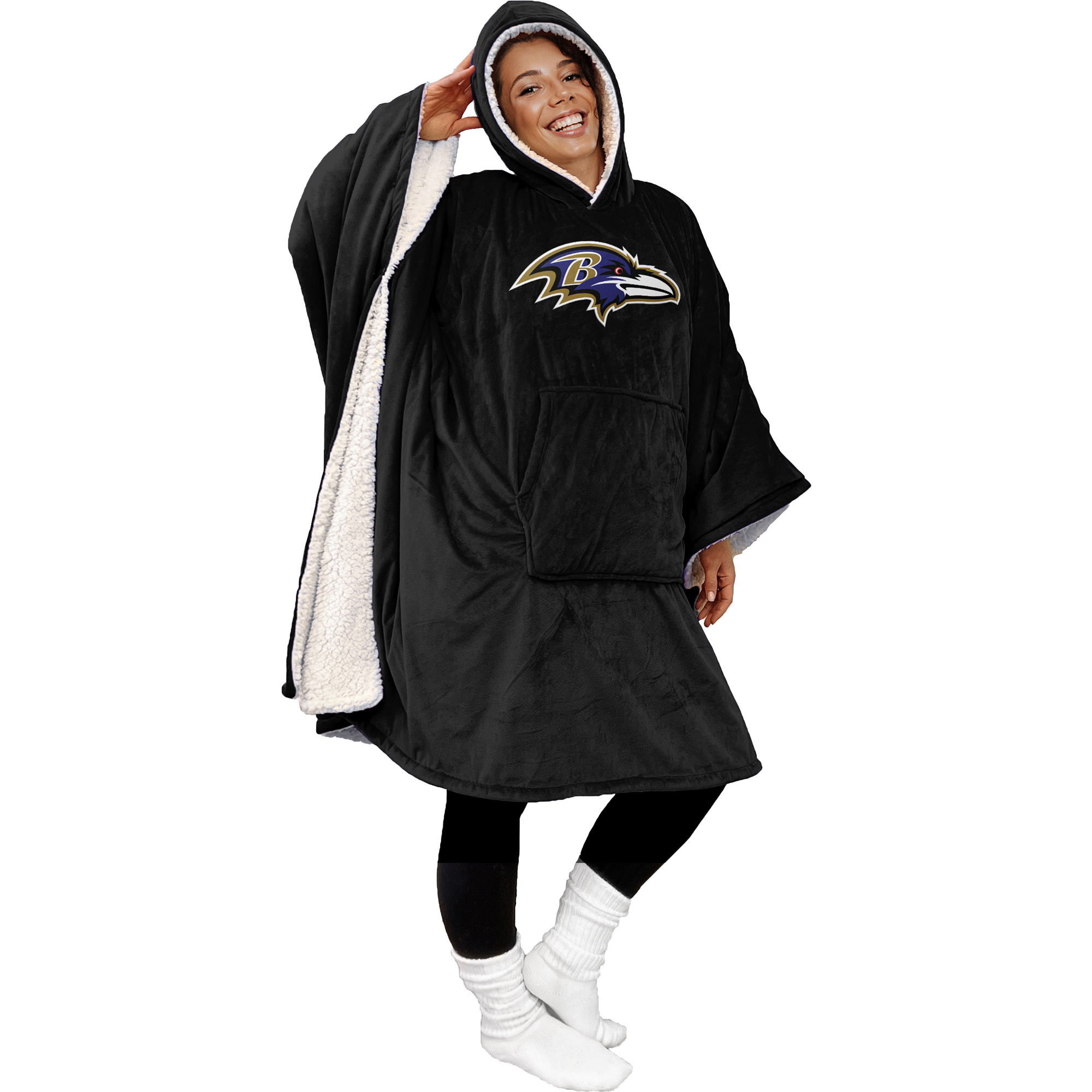 Pegasus Baltimore Ravens Team 50" x 70" Bloncho Sherpa Fan Cape