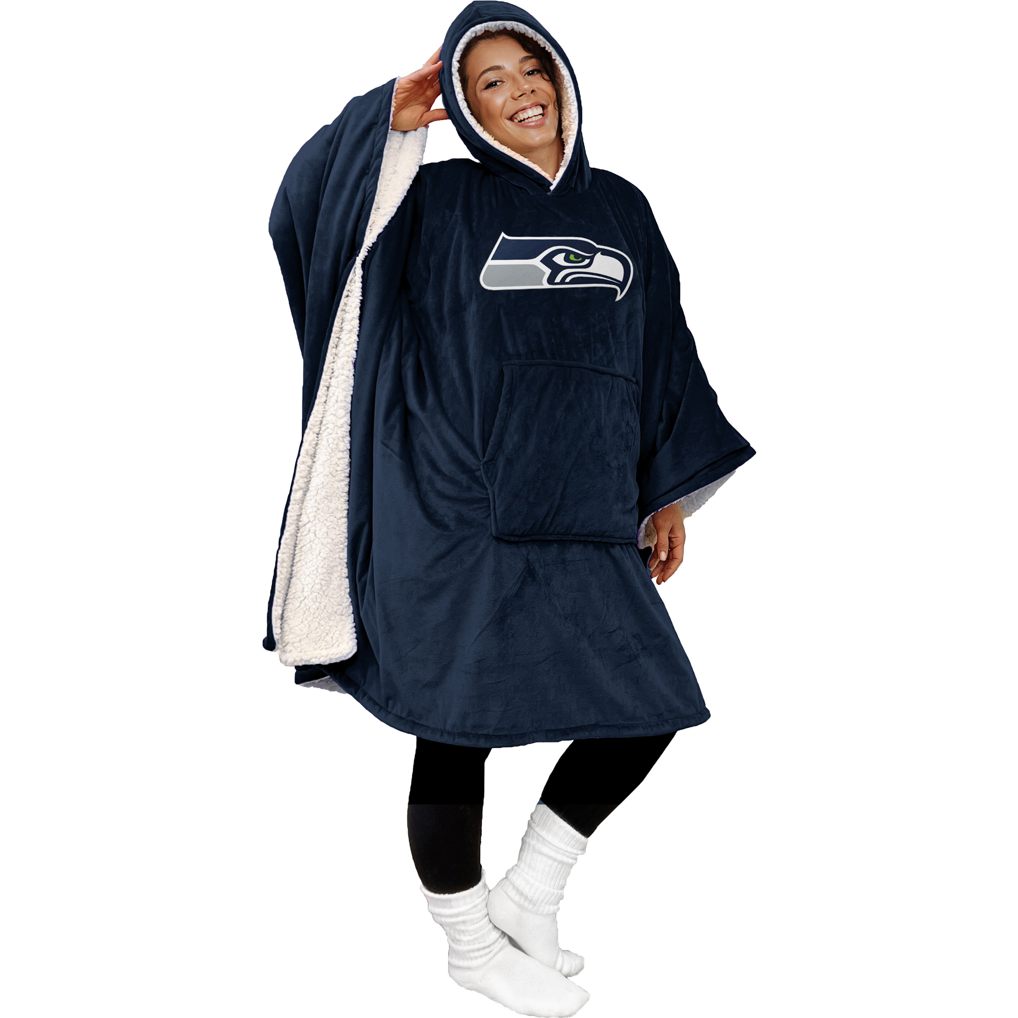 Pegasus Seattle Seahawks Team 50" x 70" Bloncho Sherpa Fan Cape