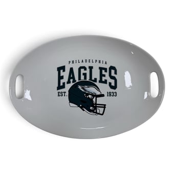 "Pegasus Philadelphia Eagles Vintage Arch 17"" Ceramic Oval Tray with Handles"