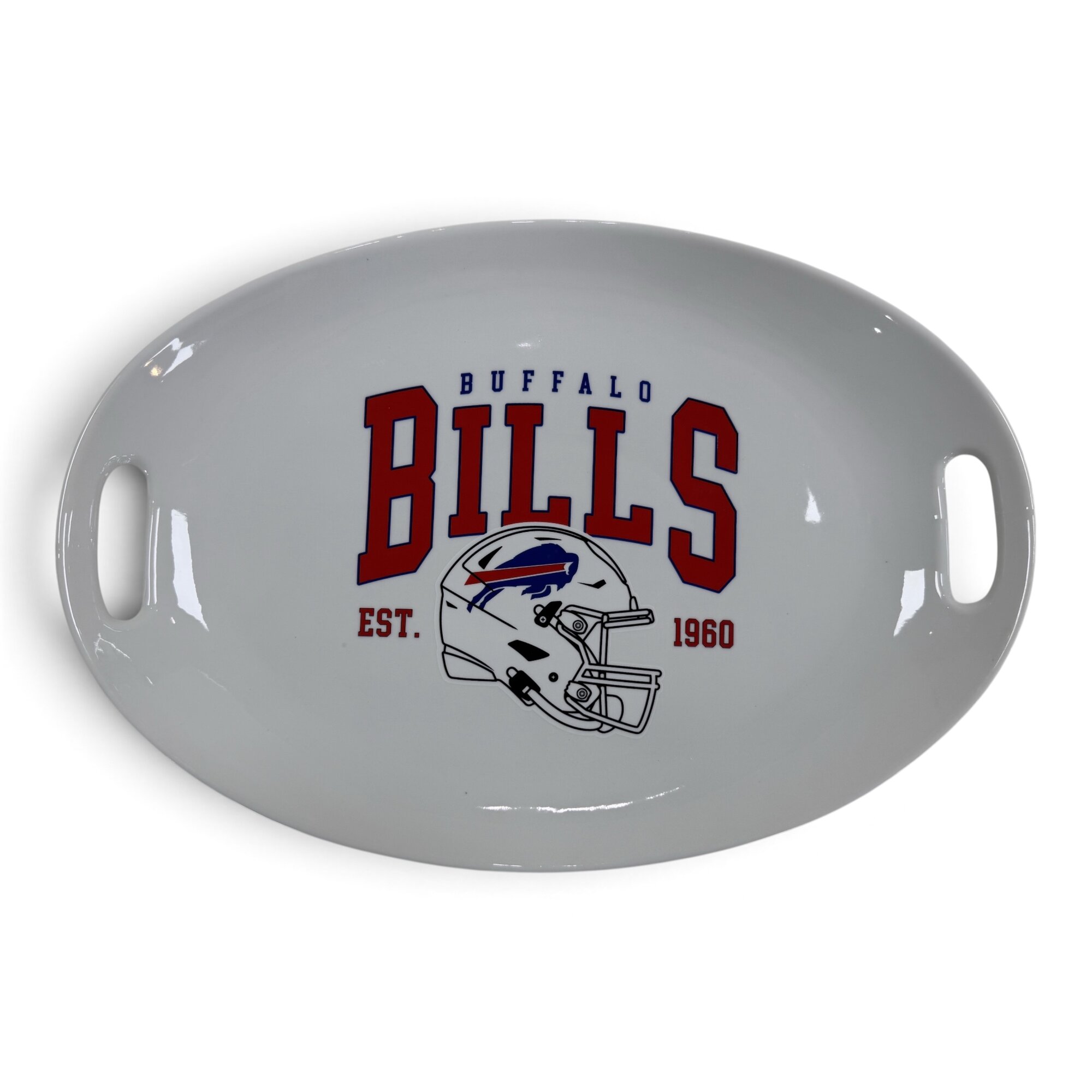 Pegasus Buffalo Bills Vintage Arch 17" Ceramic Oval Tray with Handles