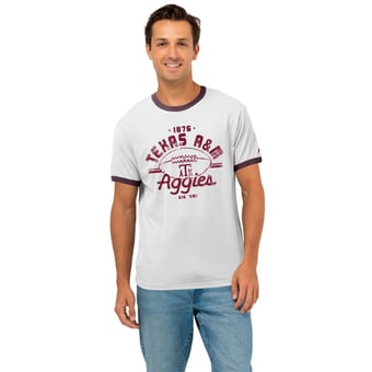 Men's League Collegiate Wear White Texas A&M Aggies 150th Anniversary Victory Falls Ringer Tri-Blend T-Shirt