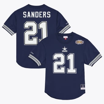 Men's Mitchell & Ness Deion Sanders Navy Dallas Cowboys Retired Player Name & Number Mesh Top