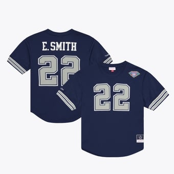 Men's Mitchell & Ness Emmitt Smith Navy Dallas Cowboys Retired Player Name & Number Mesh Top