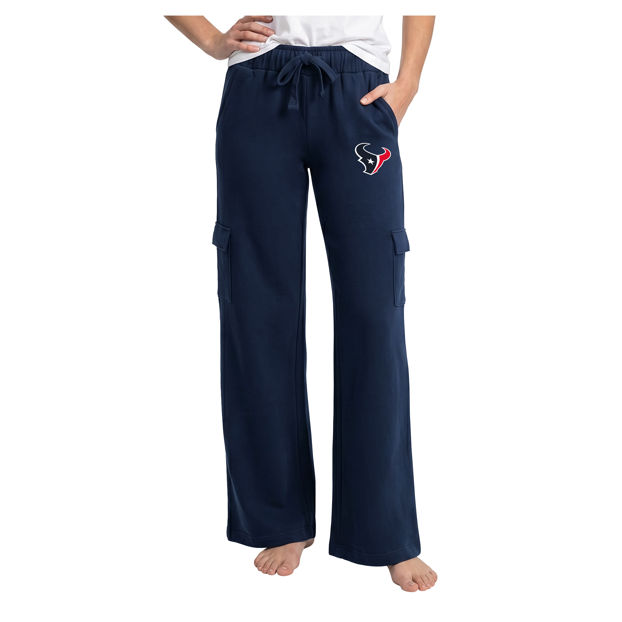 Concepts Sport Women's Navy Houston Texans Truett Wide-Leg Cargo Fleece Pants - Navy