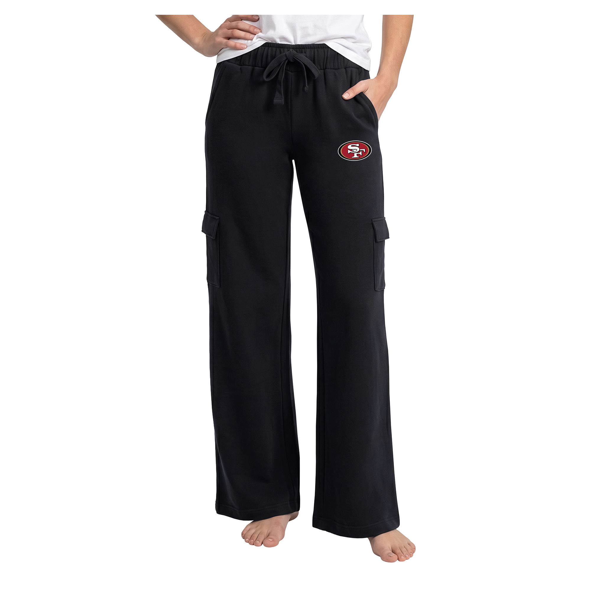 Concepts Sport Women's Black San Francisco 49ers Truett Wide-Leg Cargo Fleece Pants - Black