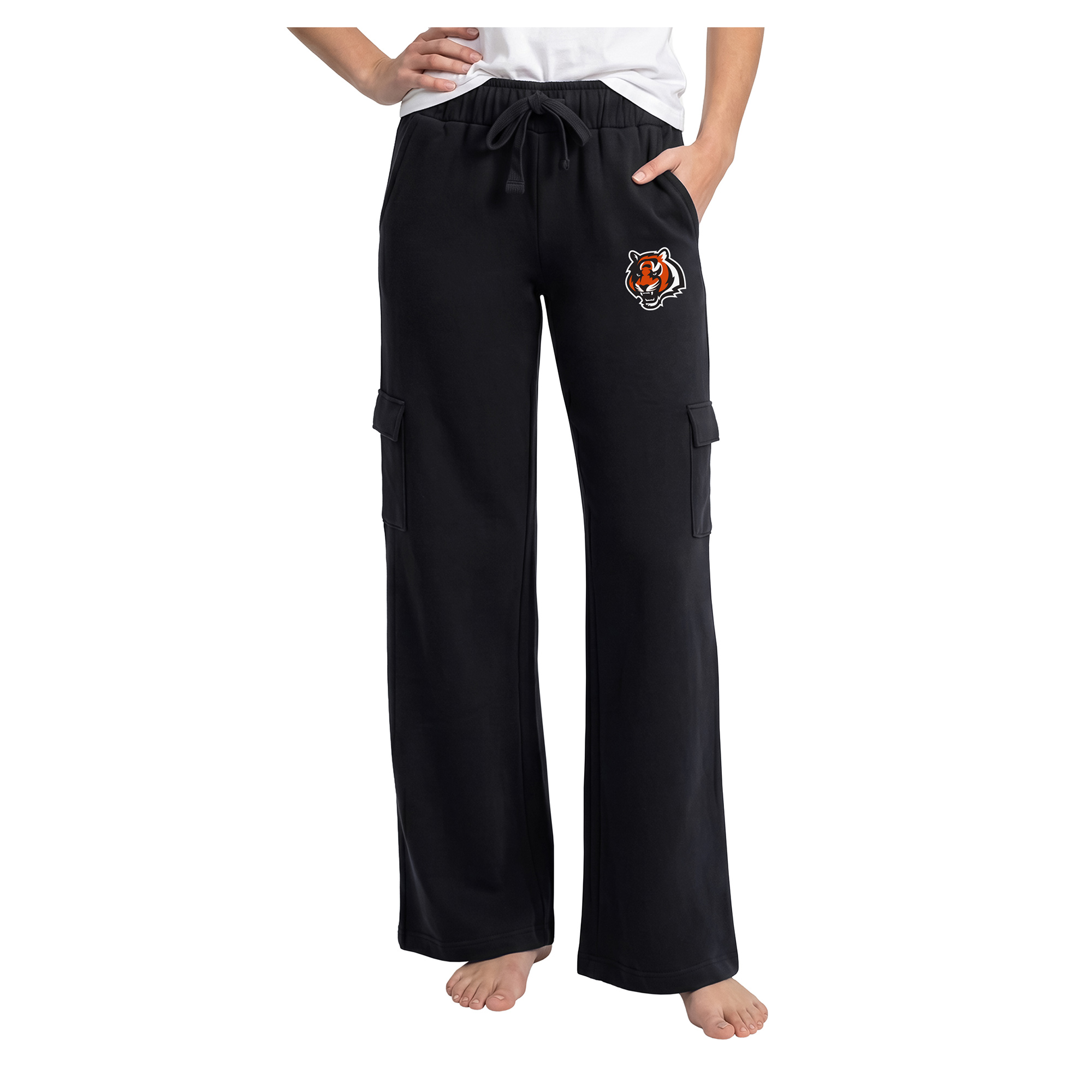 Concepts Sport Women's Black Cincinnati Bengals Truett Wide-Leg Cargo Fleece Pants - Black