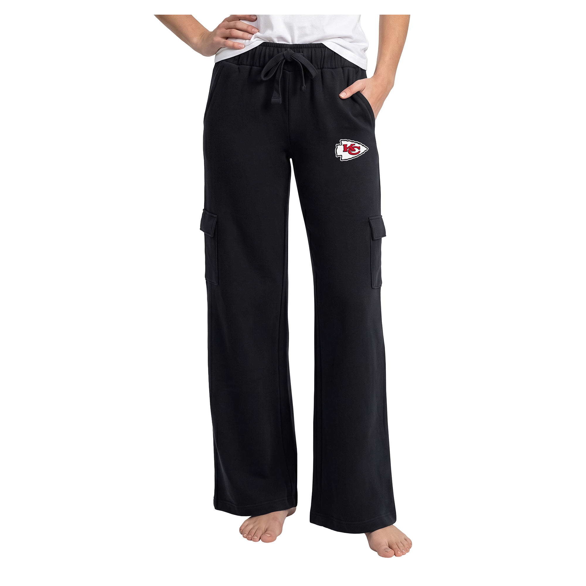 Concepts Sport Women's Black Kansas City Chiefs Truett Wide-Leg Cargo Fleece Pants - Black