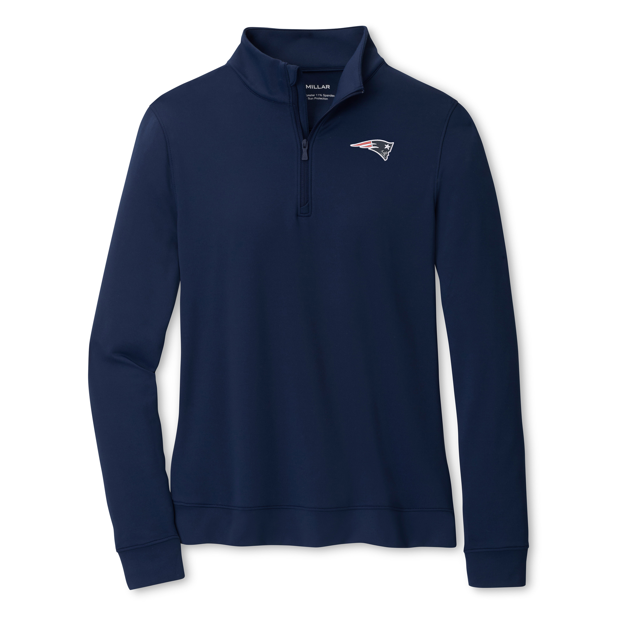 Women's Peter Millar Navy New England Patriots Perth Quarter-Zip Pullover