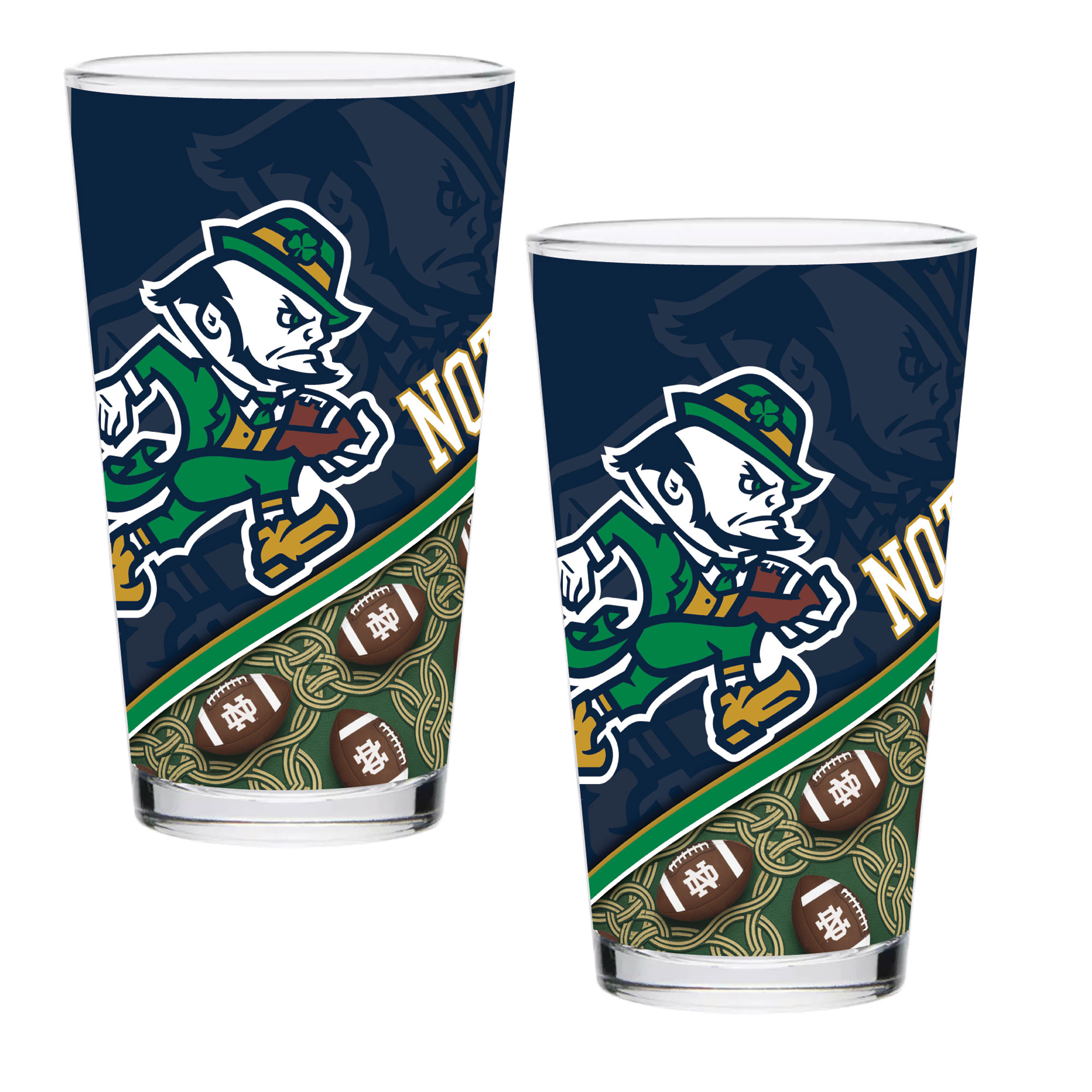 Notre Dame Fighting Irish Football Leprechaun Two-Pack 16oz. Pint Glass Set