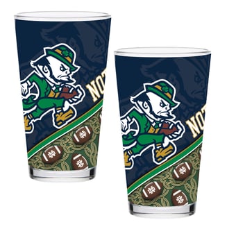 Notre Dame Fighting Irish Football Leprechaun Two-Pack 16oz. Pint Glass Set