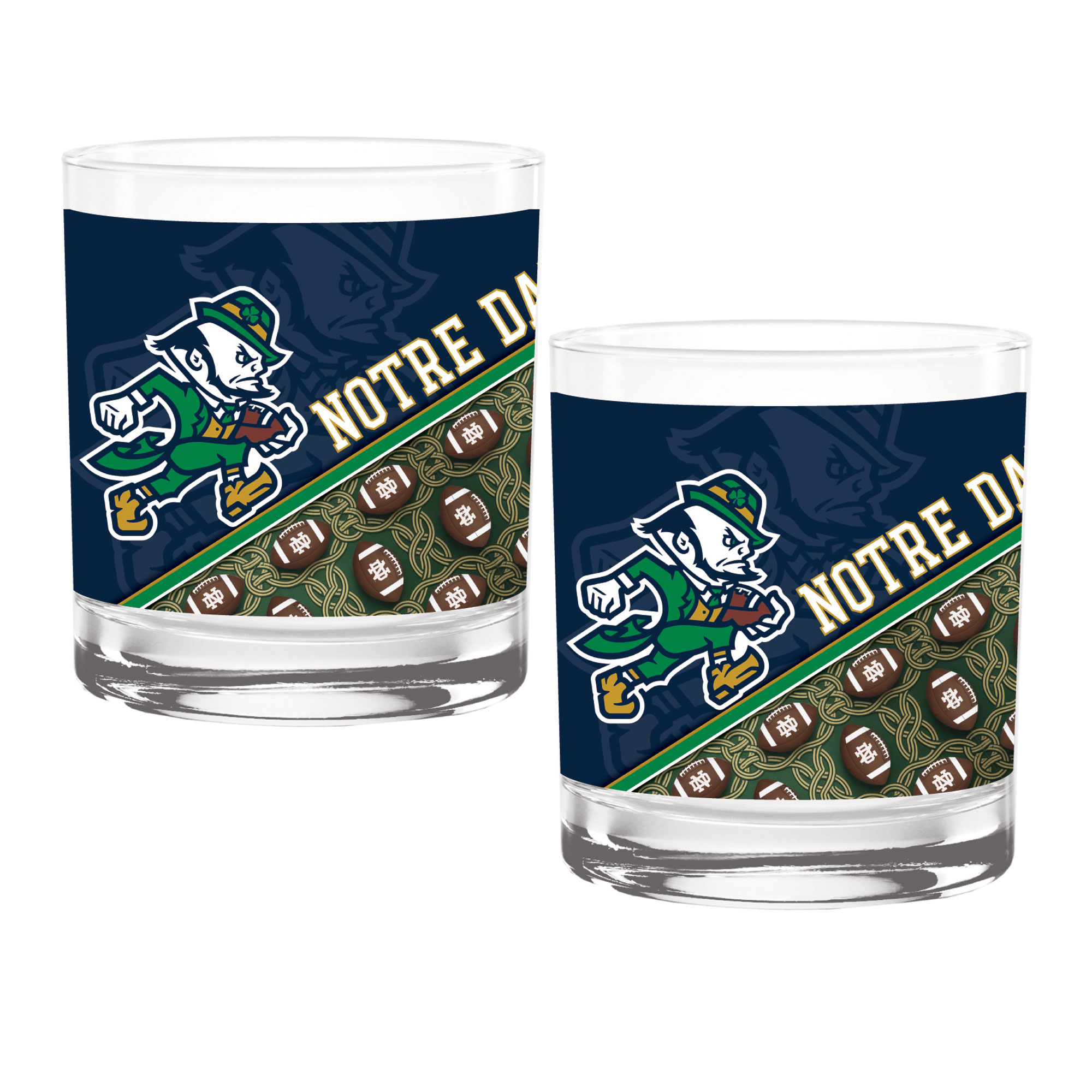 Notre Dame Fighting Irish Football Leprechaun Two-Pack 14oz. Rocks Glass Set
