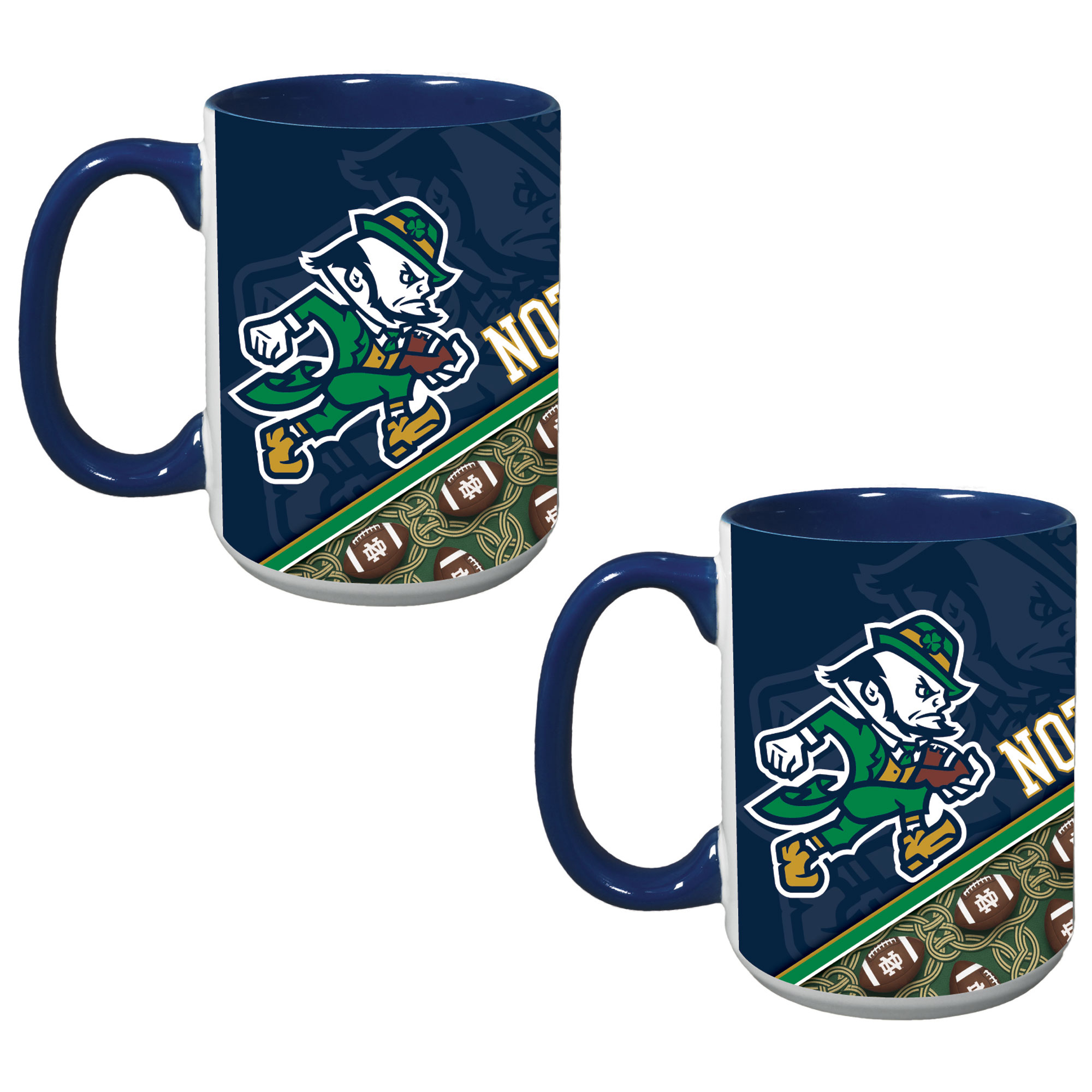 Notre Dame Fighting Irish Football Leprechaun Two-Pack 15oz. Mug Set