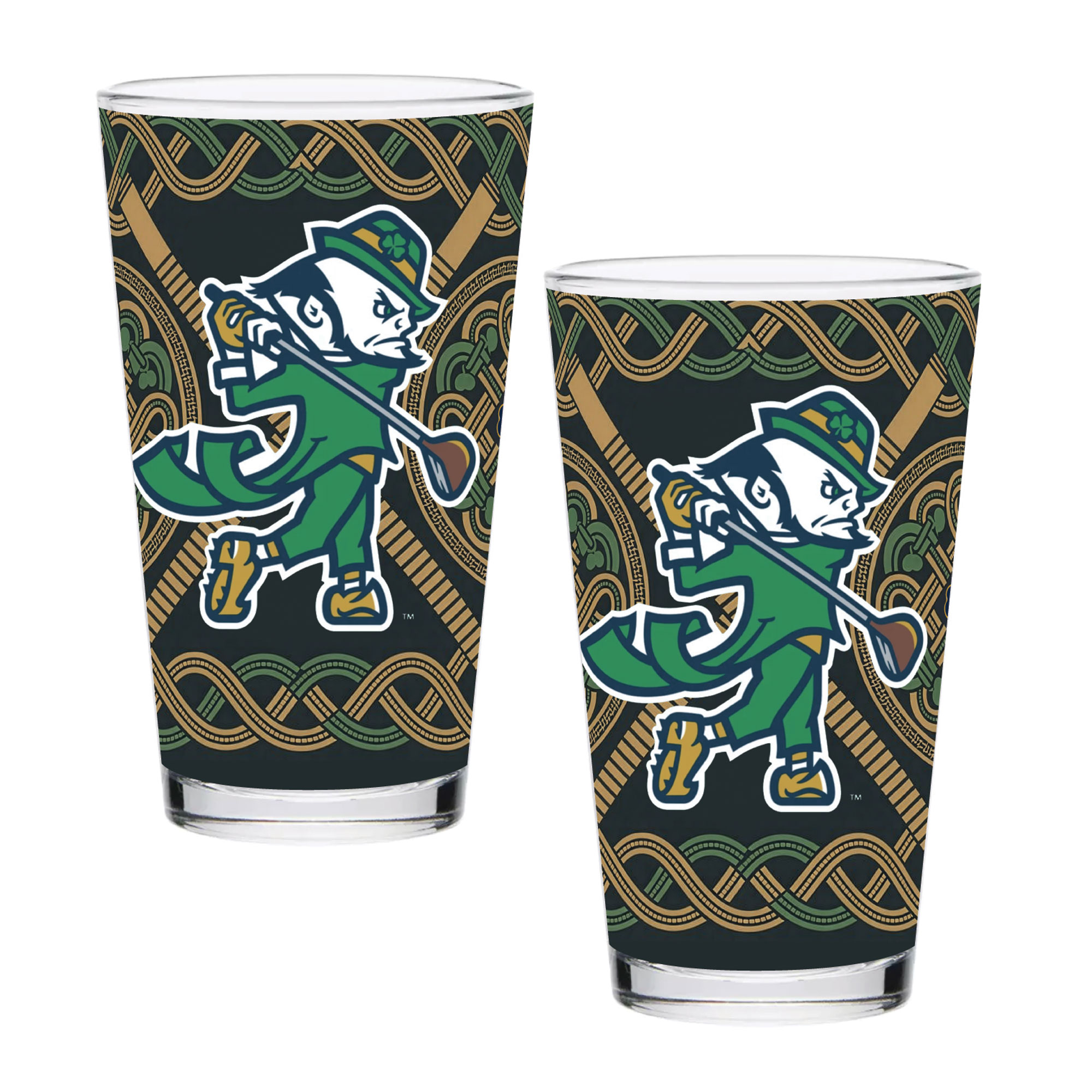 Notre Dame Fighting Irish Golf Leprechaun Two-Pack 16oz. Pint Glass Set