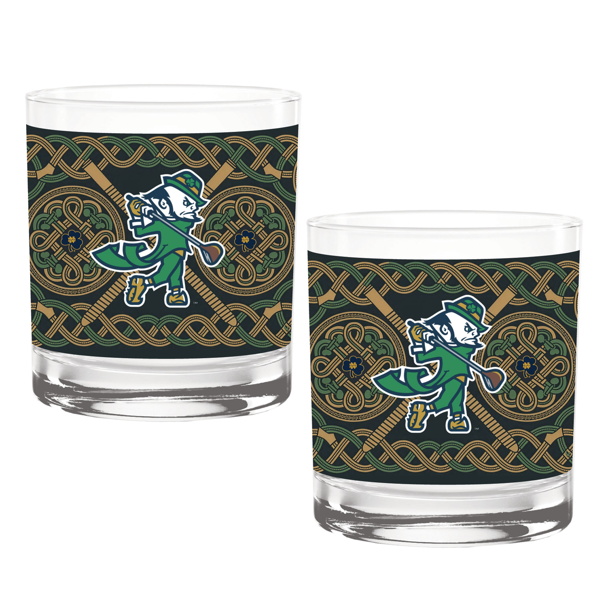 Notre Dame Fighting Irish Golf Leprechaun Two-Pack 14oz. Rocks Glass Set