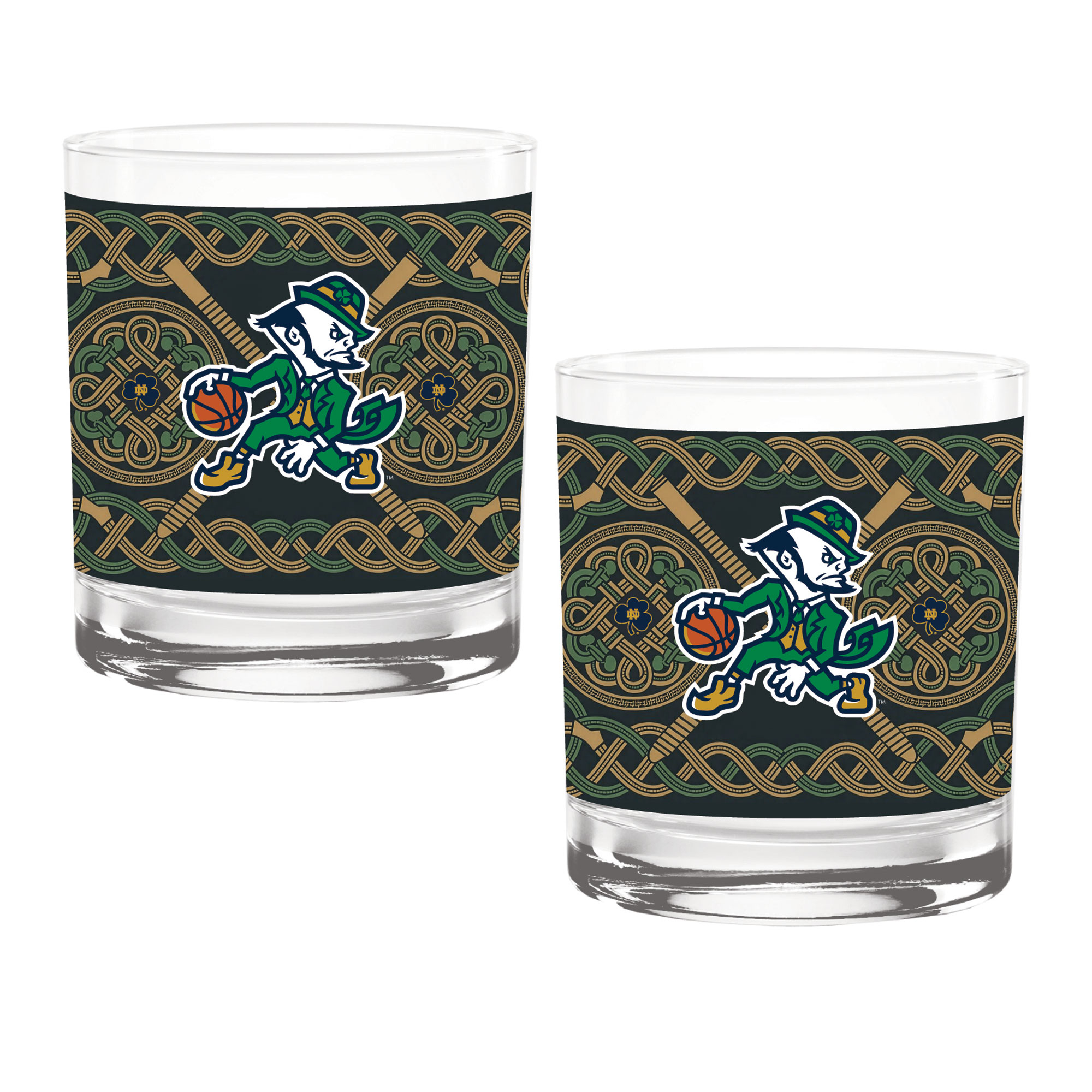 Notre Dame Fighting Irish Basketball Leprechaun Two-Pack 14oz. Rocks Glass Set