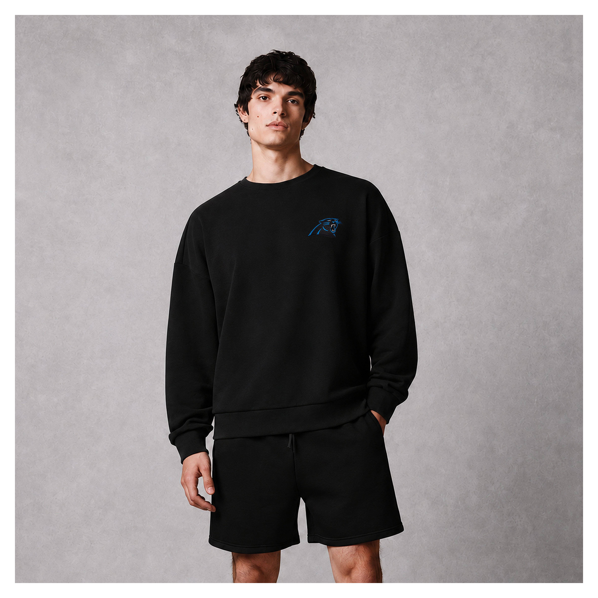 Men's Levelwear Black Carolina Panthers Luxe Zone Logo Sweatshirt