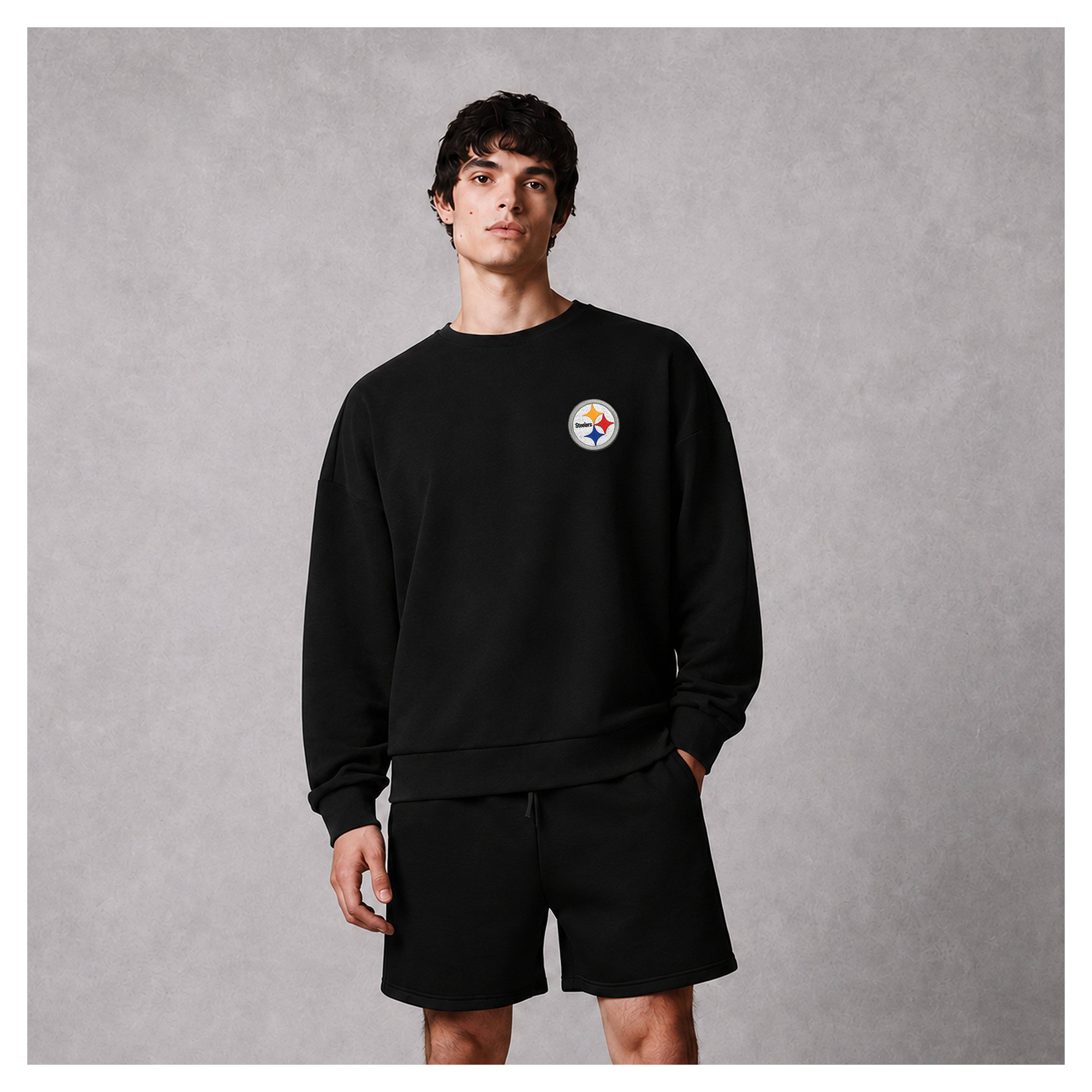 Men's Levelwear Black Pittsburgh Steelers Luxe Zone Logo Sweatshirt