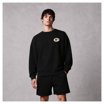 Men's Levelwear Black Green Bay Packers Luxe Zone Logo Sweatshirt