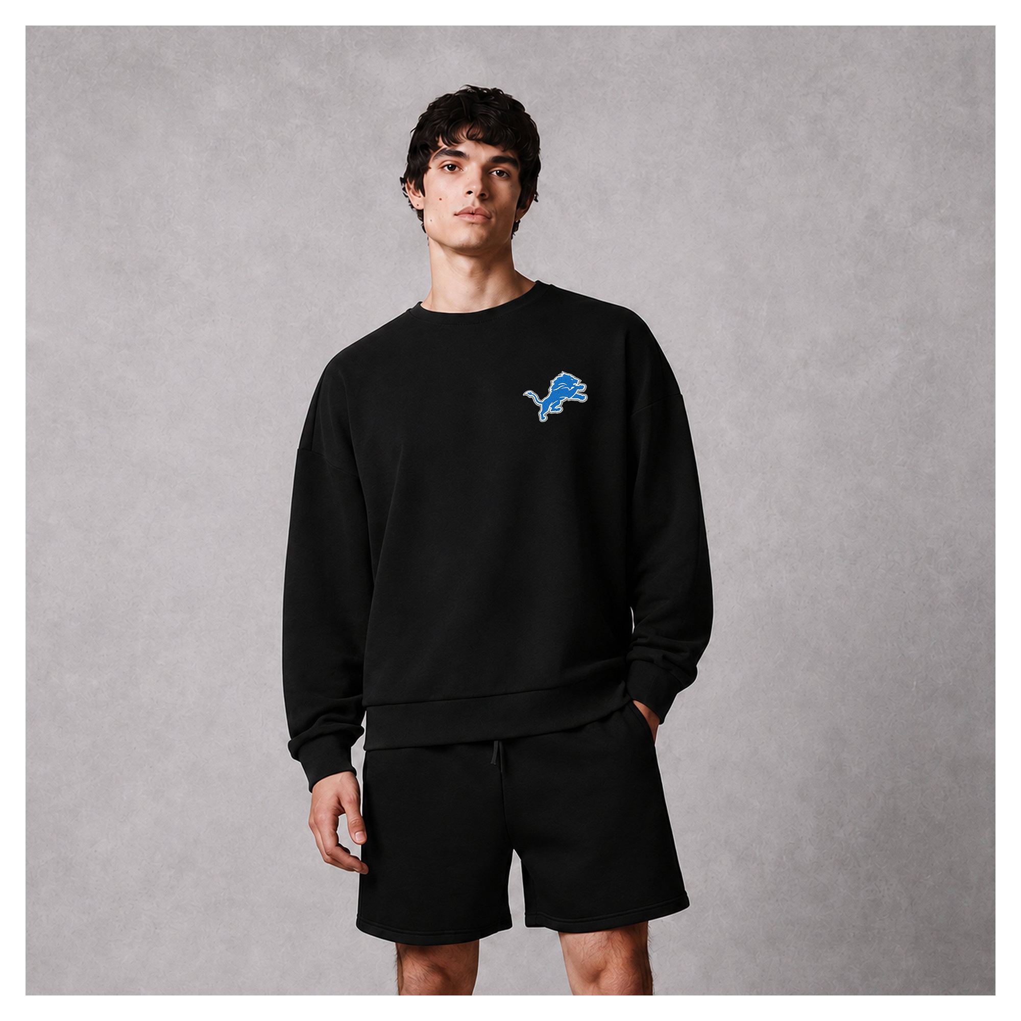Men's Levelwear Black Detroit Lions Traverse Luxe Zone Sweatshirt