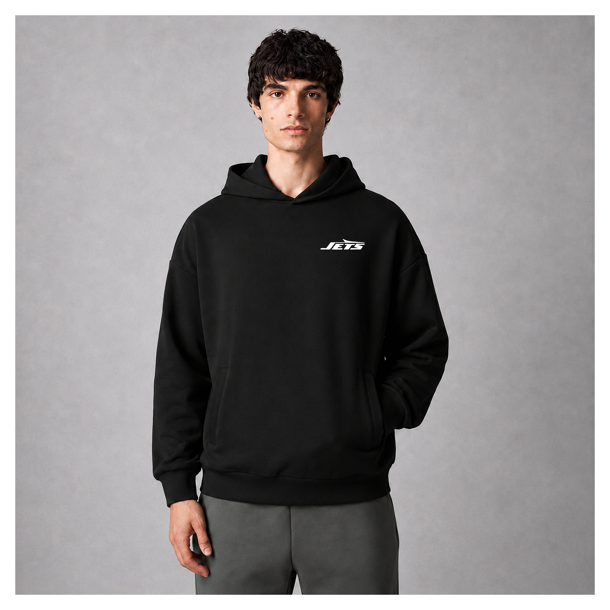 Men's Levelwear Black New York Jets Insignia Luxe Zone Hoodie